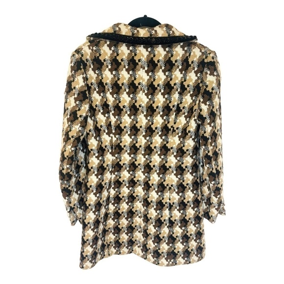 NINE West Vintage Brown Wool Houndstooth Luxury Coat SZ small - Picture 6 of 15